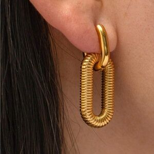 Gold Plated Stainless Steel Linked Chain Earrings